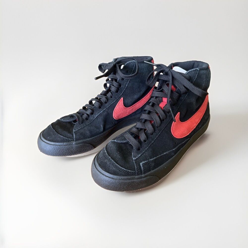 Nike Blazer High Premium Sneakers Mens Shoes Size 7.5 Black Red D07433-900